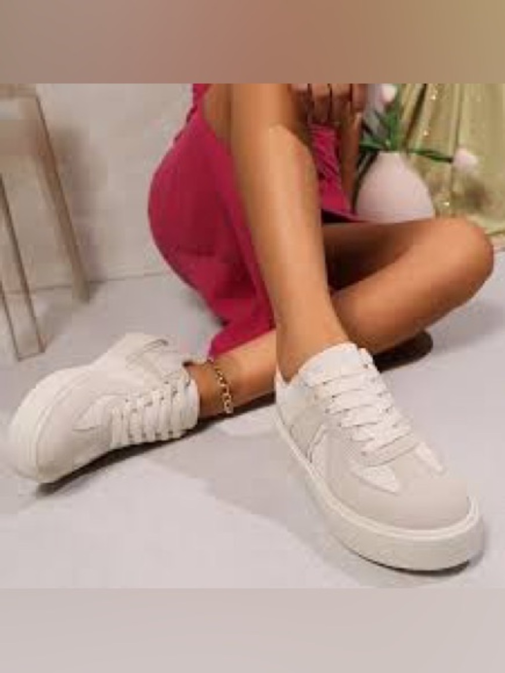 NIB Seven 7 Womens Electra Sneakers Beige  Faux Suede Tennis Shoe Sneakers